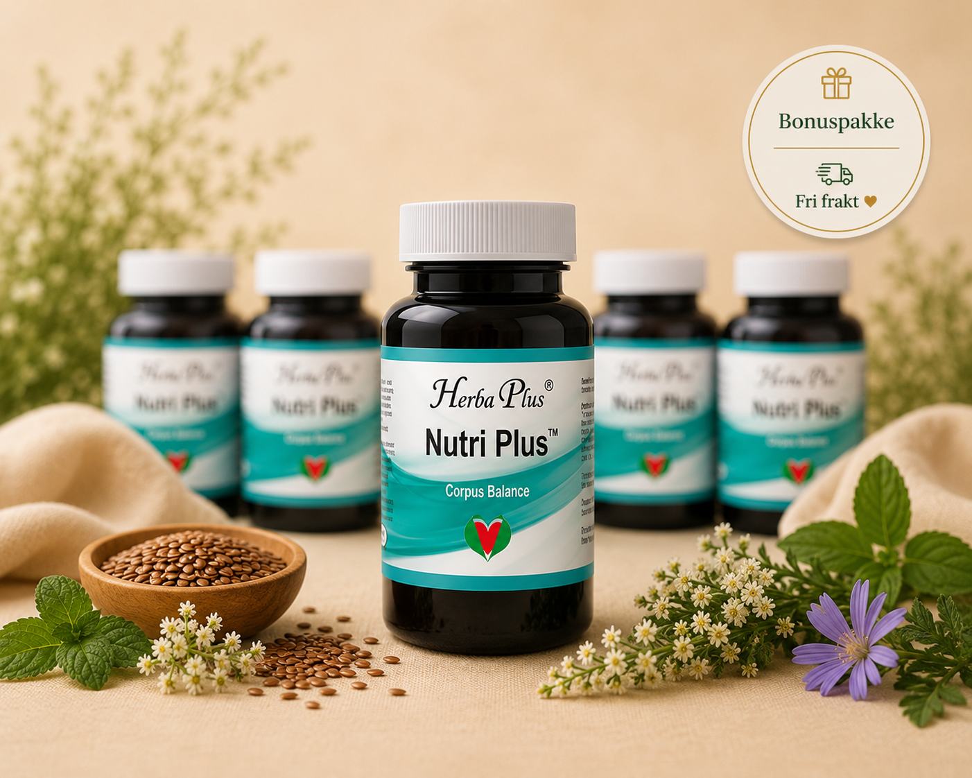 Herba Plus Nutri Plus - komplett kosttilskudd med Omega 3 - 6 for 5