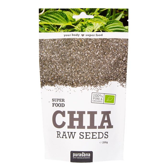 200 g. Chia-frø er en kilde til omega 3 fettsyrer, vitaminer, mineraler og har et høyt innhold av fiber. Purasana Chia-frø er ubehandlet og uten tilsetningsstoffer.