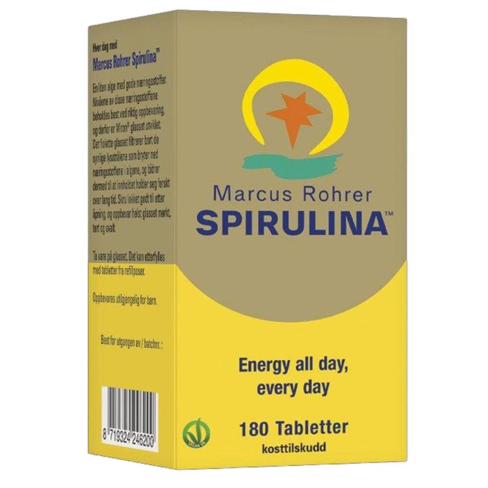 MR Spirulina: Vegetabilsk ernæring. Økt energi, utholdenhet, forbedret velvære.  Marcus Rohrer Spirulina® vokser på den solrike øyen Hawaii. Dyrket på Hawaii under maksimale solforhold