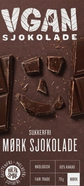 VGAN Mørk er en velsmakende, sukkerfri og mørk sjokolade med høyt kakaoinnhold. Den økte mengden kakaosmør gir en saftig konsistens og gjør at denne egner seg meget godt til baking.