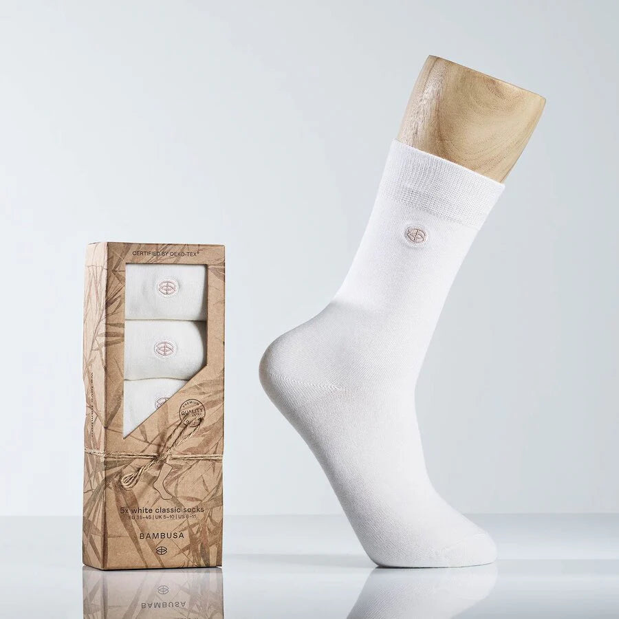 Bambusa - Dressokker av bambus - Hvit 5 pk.