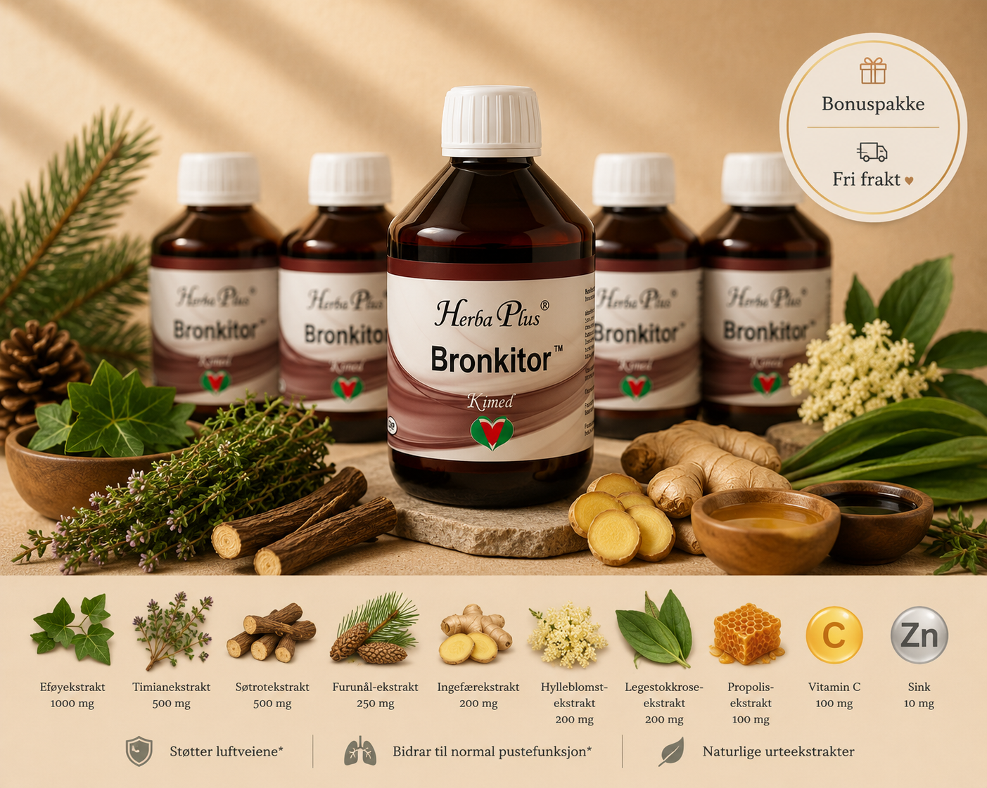 Herba Plus Bronkitor -Luftveier og immunforsvar- 6 for 5