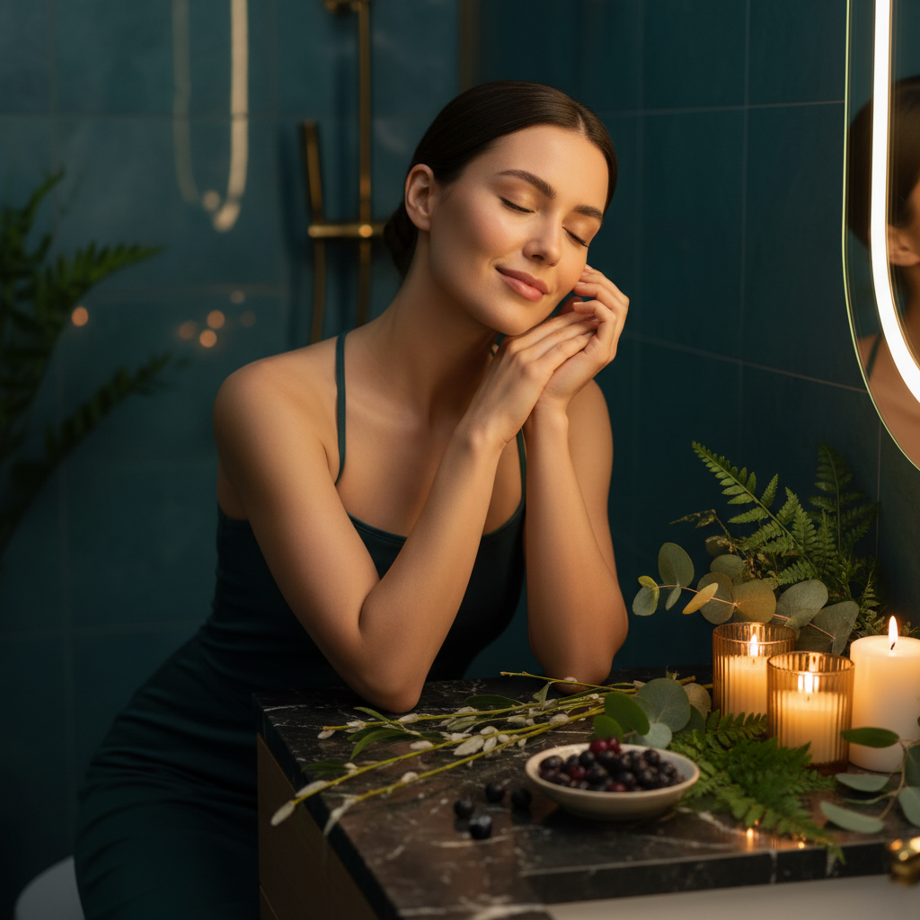 Naturtro stemningsbilde – klar, frisk hud med naturlige botaniske ingredienser