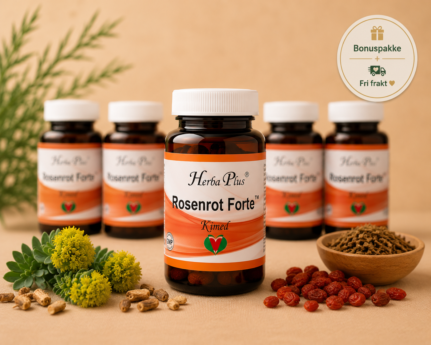 Herba Plus Rosenrot Forte -energi og vitalitet- 6 for 5