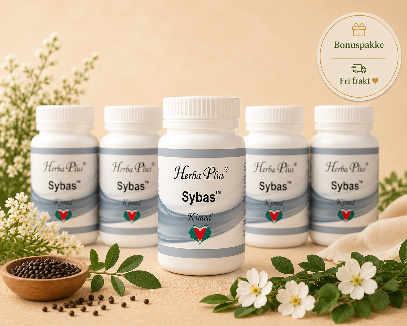 Herba Plus Sybas -Tungmetaller, Forkalkninger, Syre/Base og Væskebalansen- 6 for 5